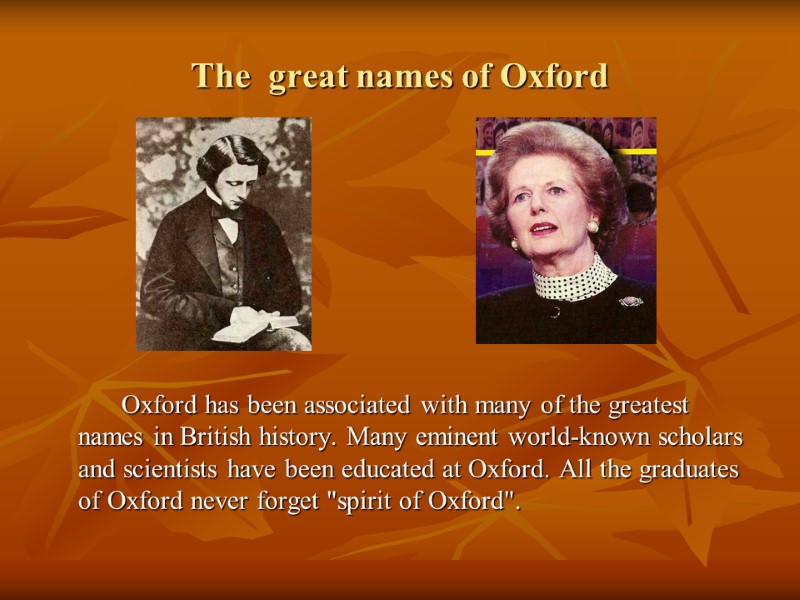 The  great names of Oxford        